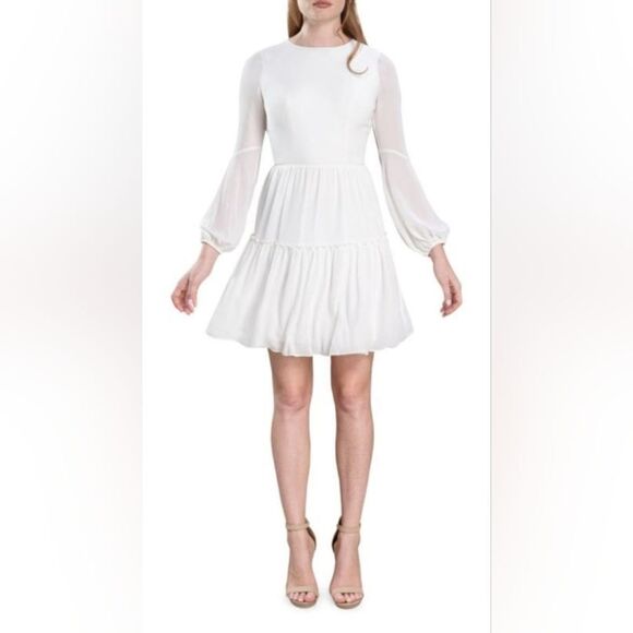 DRESS THE POPULATION Paola Back Cutout Mini Dress NWT size medium white - Picture 1 of 5